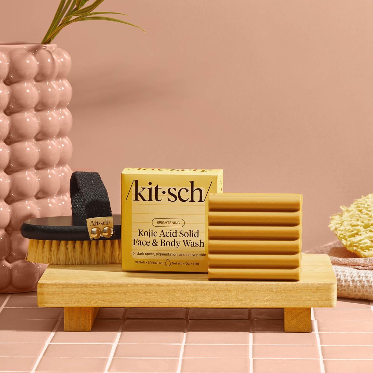 Kitsch Kojic Acid Soap – Turmeric Soap Bar With Hyaluronic Acid & Shea Butter – Brightening & Hydrating Body Wash & Face Wash For Dark Spots, Even Skin Tone & Natural Glow - Made In Usa - 4 Oz