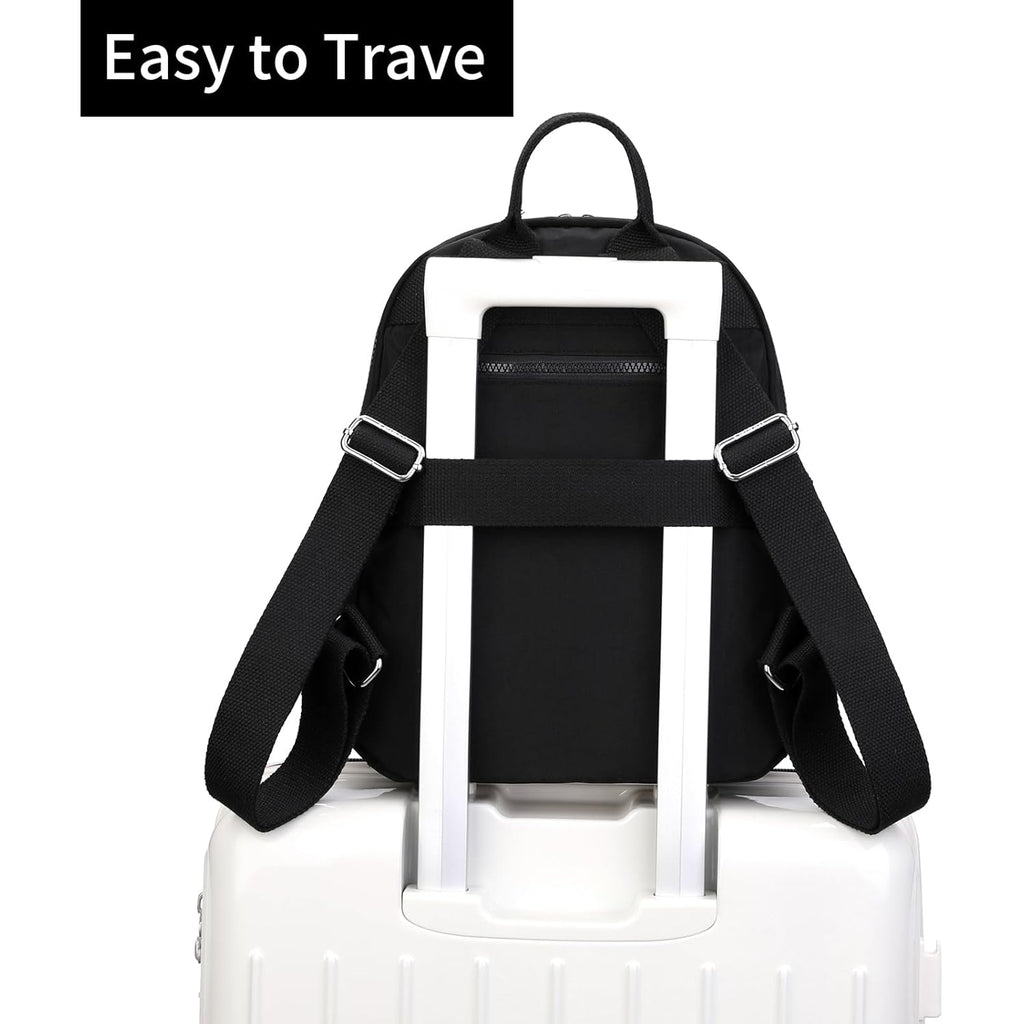 Tanweibago Mini Nylon Women Backpacks,11L Small Ladies backpacks Casual Lightweight Women Shopping Travel Daypack (Black)