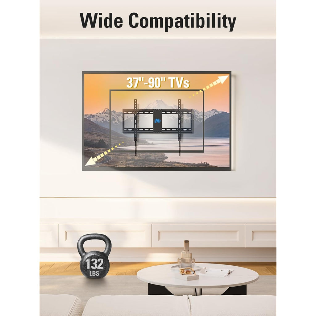 Mounting Dream Tv Wall Mount For Most 37-90 Inch Tvs, Universal Tilt Tv Mount Fit 16", 18", 24" Stud With Loading Capacity 132Lbs, Max Vesa 600 X 400Mm, Low Profile Flat Wall Mount Tv Bracket