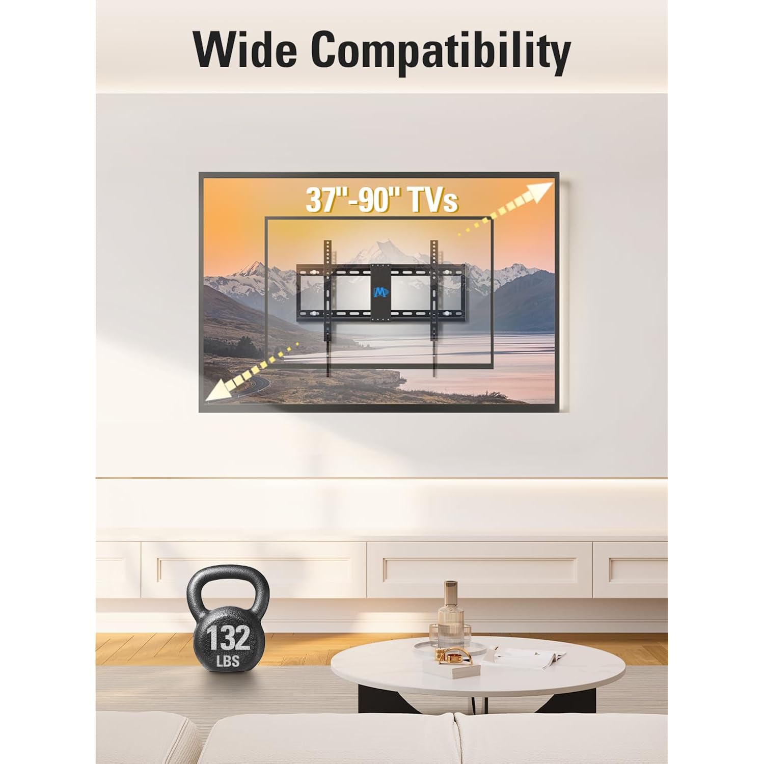 Mounting Dream Tv Wall Mount For Most 37-90 Inch Tvs, Universal Tilt Tv Mount Fit 16", 18", 24" Stud With Loading Capacity 132Lbs, Max Vesa 600 X 400Mm, Low Profile Flat Wall Mount Tv Bracket