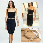 Glamorstar Skinny Belts for Women Thin PU Leather Waist Belt with Gold Buckle for Dresses