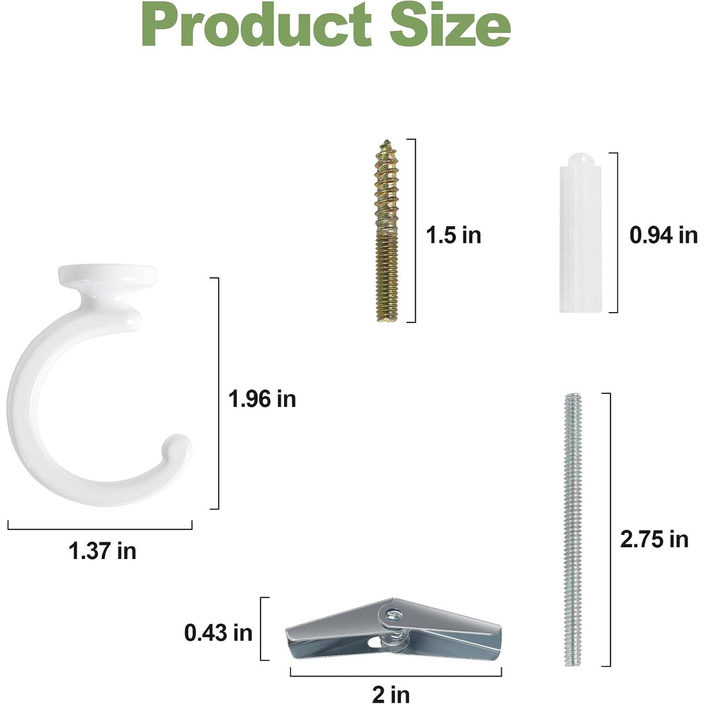Ceiling Hooks For Hanging Plants - 2 Pack Heavy-Duty Metal Swag Hooks | Metal Hooks Hold Hanging Plants And Lights From Ceilings Or Walls Indoors Or Outdoors; Mounting Hardware Is Included.