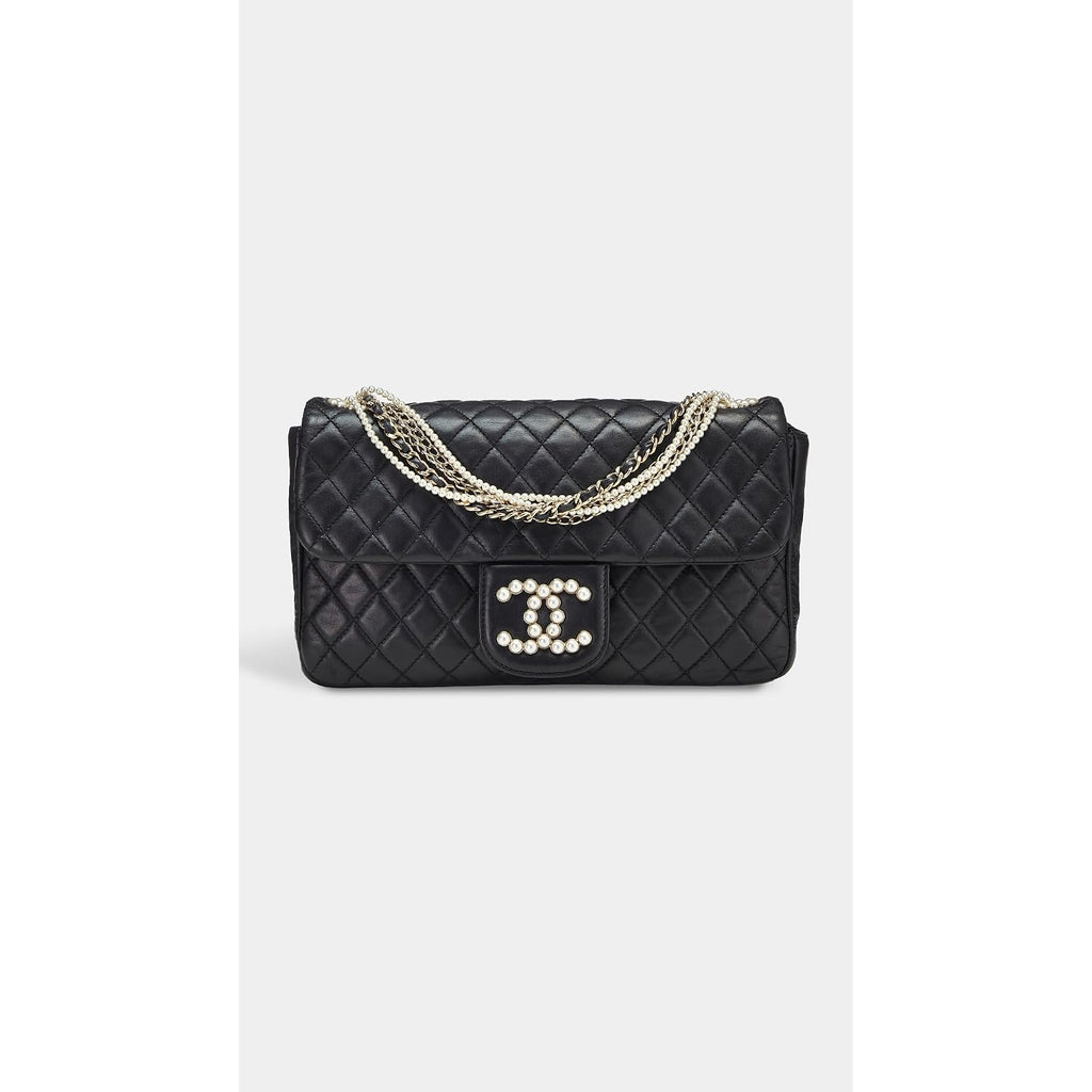 Chanel Women'S Pre-Loved Black Lambskin Westminster 10" Bag