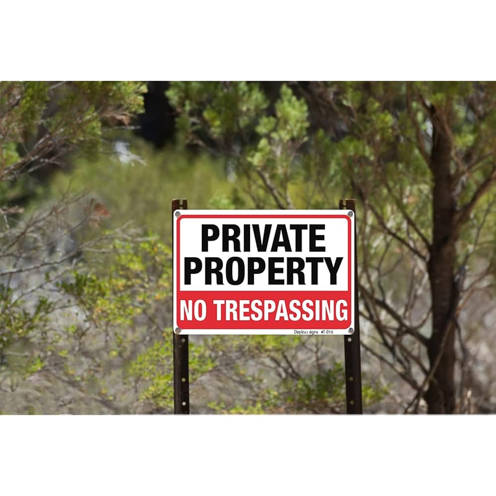 Large No Trespassing Signs Private Property, 10X14 Inch Aluminum, 4 Pack | Rust-Free Aluminum With Uv Print; Weatherproof For Yard, Fence, Gate, Farm, Driveway, And Home Entrance