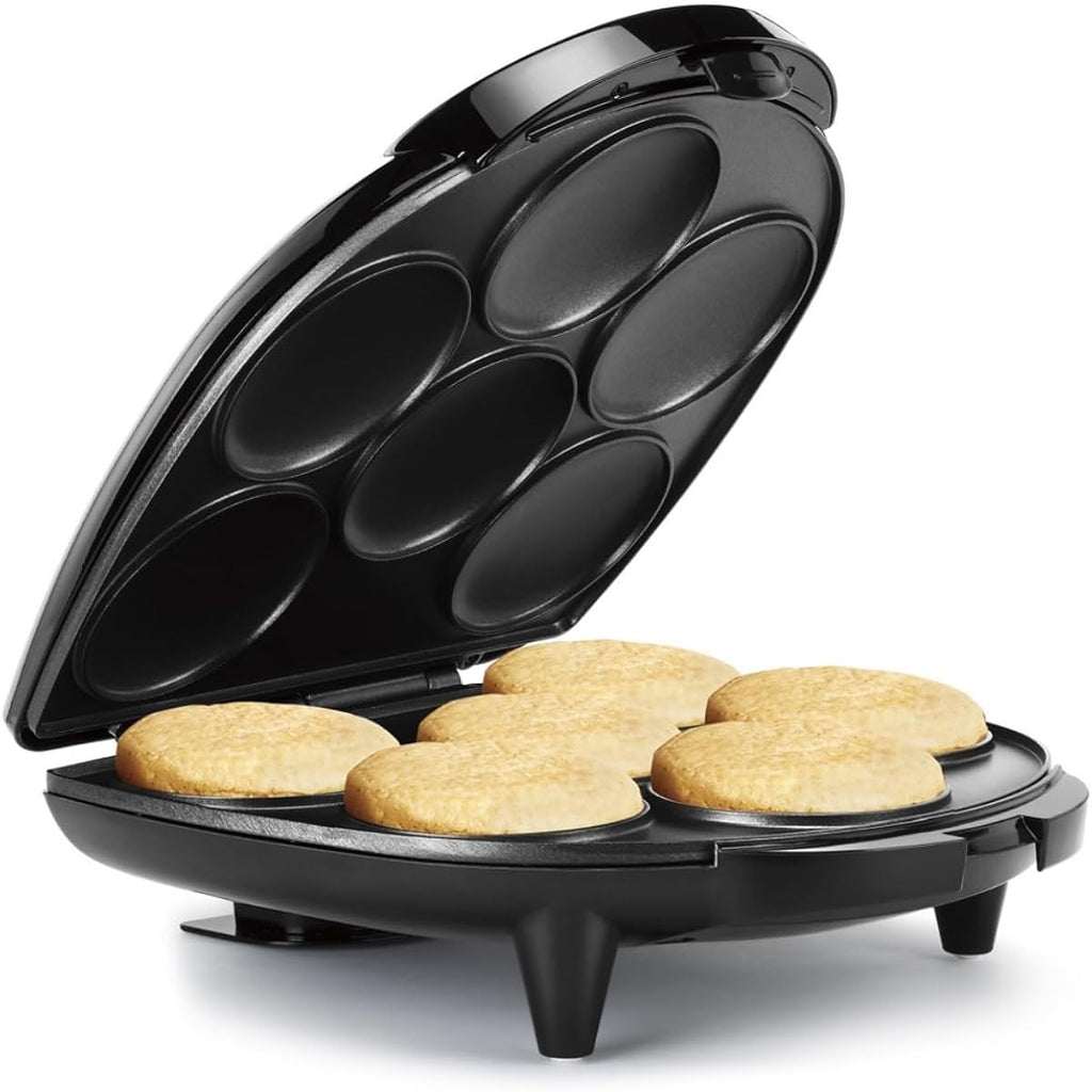 Holstein Housewares Non-Stick 6-Section Multi-Food Maker - Arepas, Mini Pancakes, Corncakes And More - Black,12 Inch