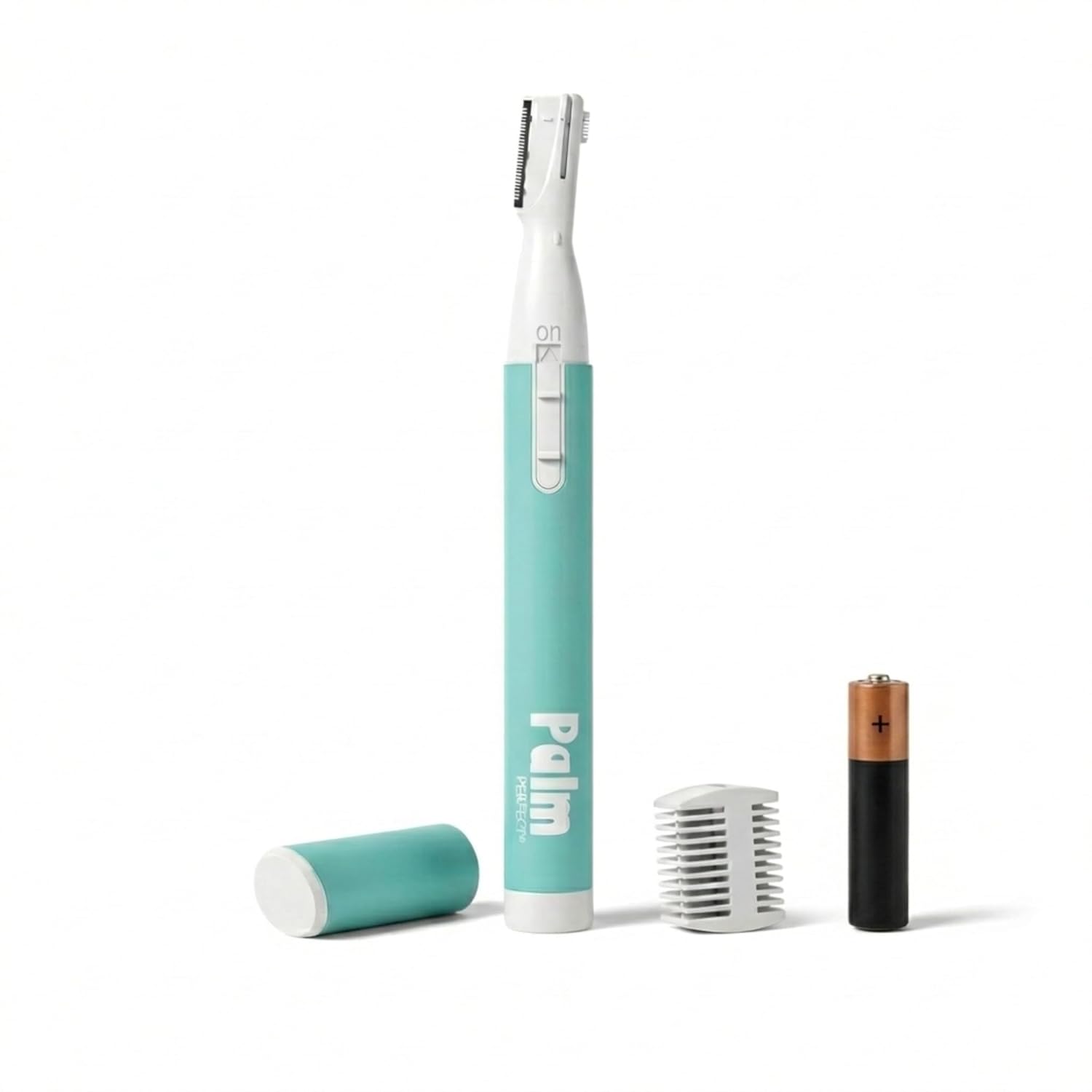 PalmPerfect Personal Hair Trimmer – Painless Precision Shaver for Eyebrows, Upper Lip, Ears, and Nose – Stainless Steel Twin-Blade Groomer with Dual-Length Comb & Battery Included