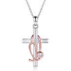 Sterling Silver Stethoscope Cross Necklace Earrings Bracelet Ring Women Medicine Pendant Jewelry Nurse Doctor Graduation Gift for Medical Student
