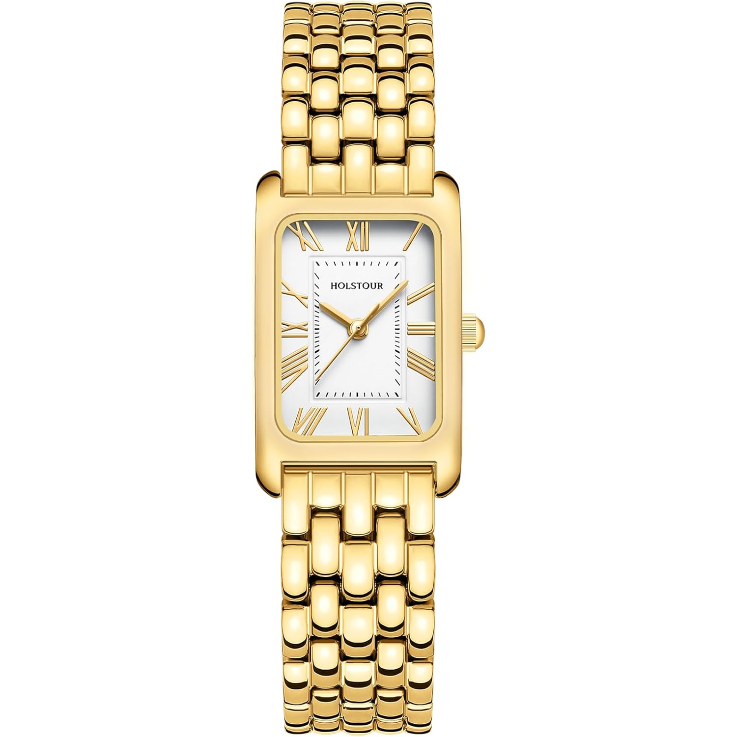 HOLSTOUR Watches for Women Vintage Bracelet Roman Dial Rectangular Case Gold Watch Waterproof with Tools