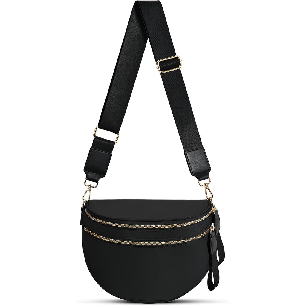 Checkered Nylon Crossbody Bag Bum Bag For Women Mom Large Checkered Fanny Packs With Adjustable Strap