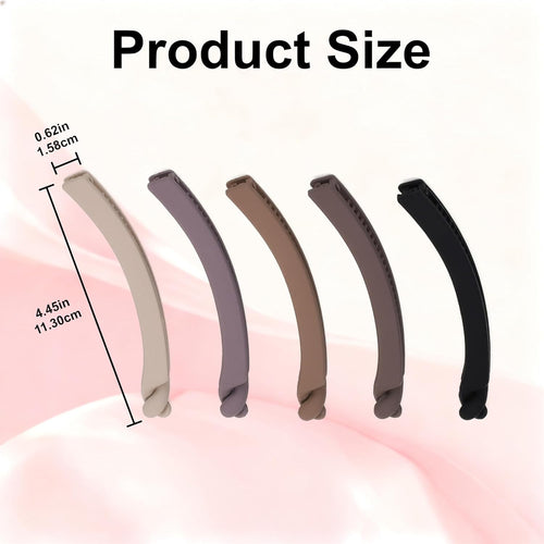 5Pcs Large Banana Hair Clips for Women, Non-Slip Double Combs Matte Finish, Strong Hold for Thick Curly Long Hair, Vintage Ponytail Holder for French Twist Updo, 4.45 Inch Styling Accessories Set