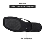 Mazeskin Womens Flip Flops Vegan Leather Memory Foam Square Toe Flat Sandals Summer Beach Slides