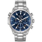 Bulova Men'S Marine Star Series B Stainless Steel 6-Hand Chronograph Quartz Watch, Blue Dial Style: 96B256