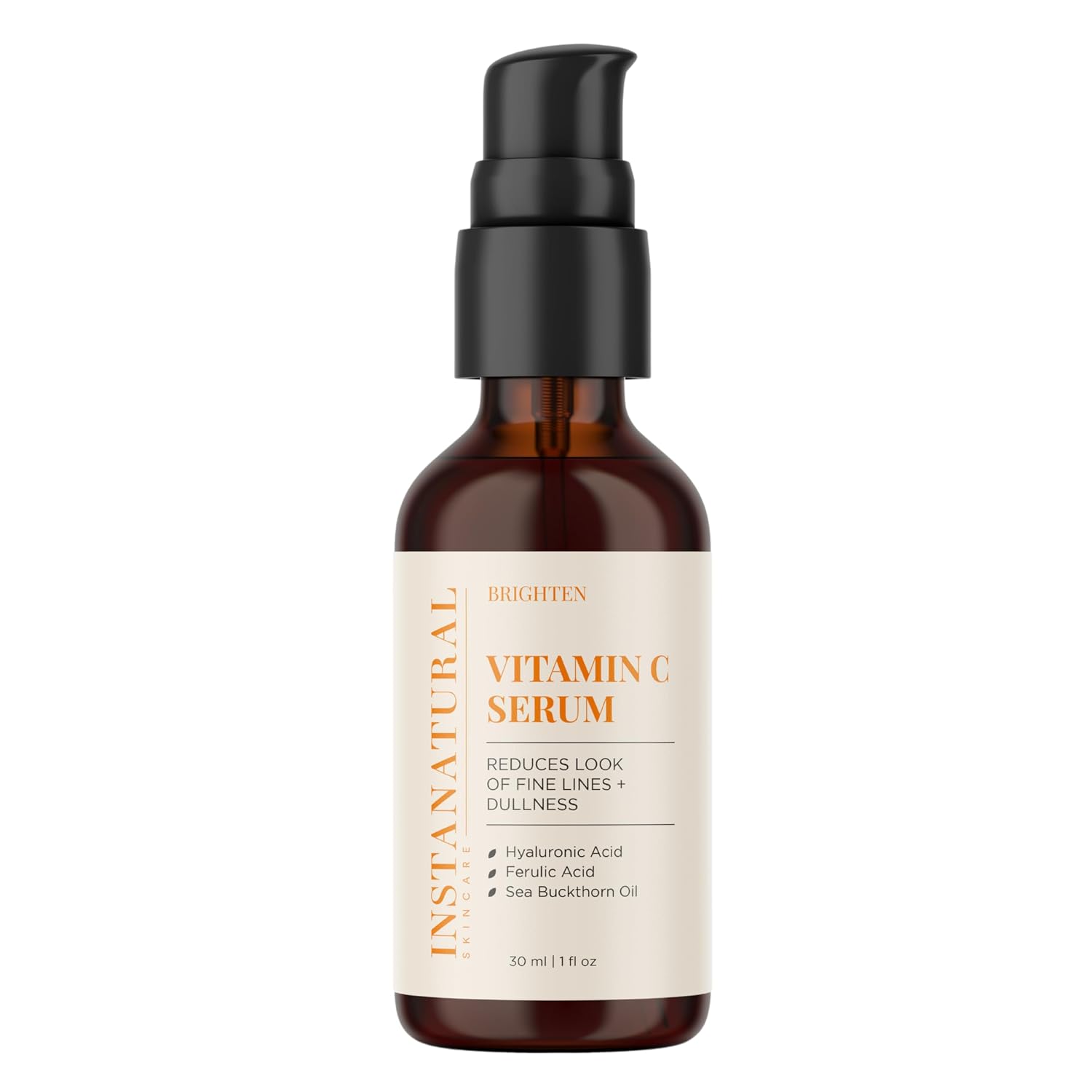 Instanatural Vitamin C Face Serum, Brightens, Hydrates And Reduces Signs Of Aging, With Vitamin C, Hyaluronic And Ferulic Acid, 1 Fl Oz