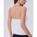 SUUKSESS Halter Tank Top for Women with Built in Bra Cotton Ribbed V Neck Cami