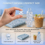 Ice Cube Tray With Lid And Bin - Round Ice Trays For Freezer With Lid - Ice Cube Trays For Freezer With Ice Container (1"-2Pack Blue)
