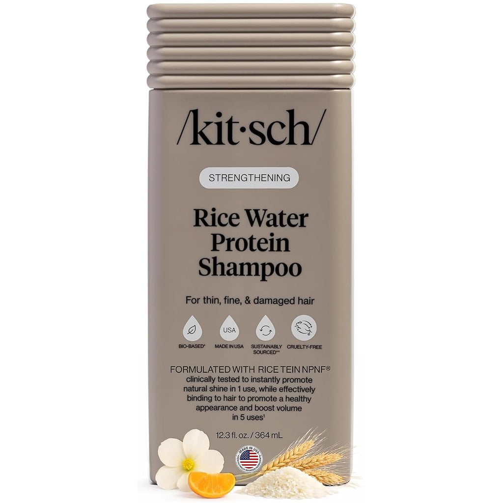 Kitsch Strengthening Rice Water Protein Shampoo For Women & Men – Hair Growth Shampoo & Volumizing Hair Care For Thin, Fine & Damaged Hair – Paraben, Phthalates & Silicone Free – Made In Usa – 12.3 Oz