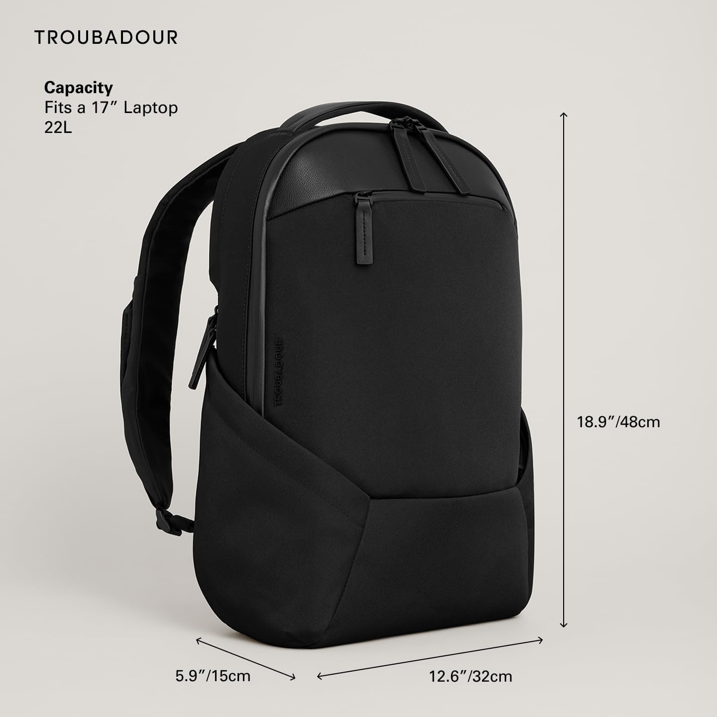 Troubadour Apex 4.0-22L Premium Laptop Backpack - Ergonomic & Water Resistant - Designed For Work And Travel - Black