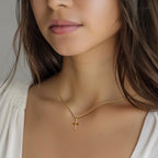 Gold Cross Necklaces for Women 14K Gold Cross Necklace for Women Crosses Pendant Necklace for Womens Smooth Lines and Timeless Charm Small Crosses Chain for Womens
