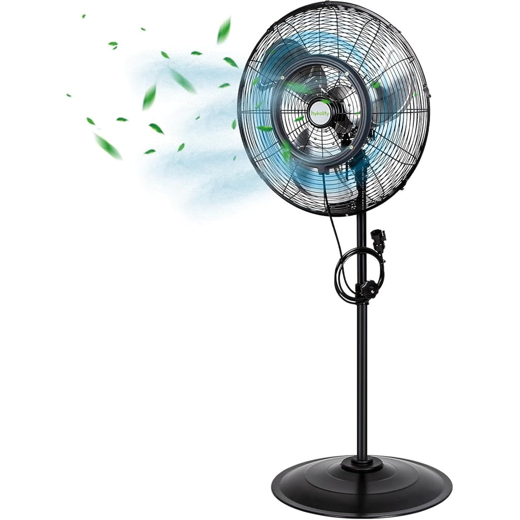 Hykolity 20" Outdoor Pedestal Oscillating Misting Fan, High-Velocity Patio Misting Fan With 3-Speed For Outside, Waterproof Tilting Fan With Mists For Outdoor Cooling
