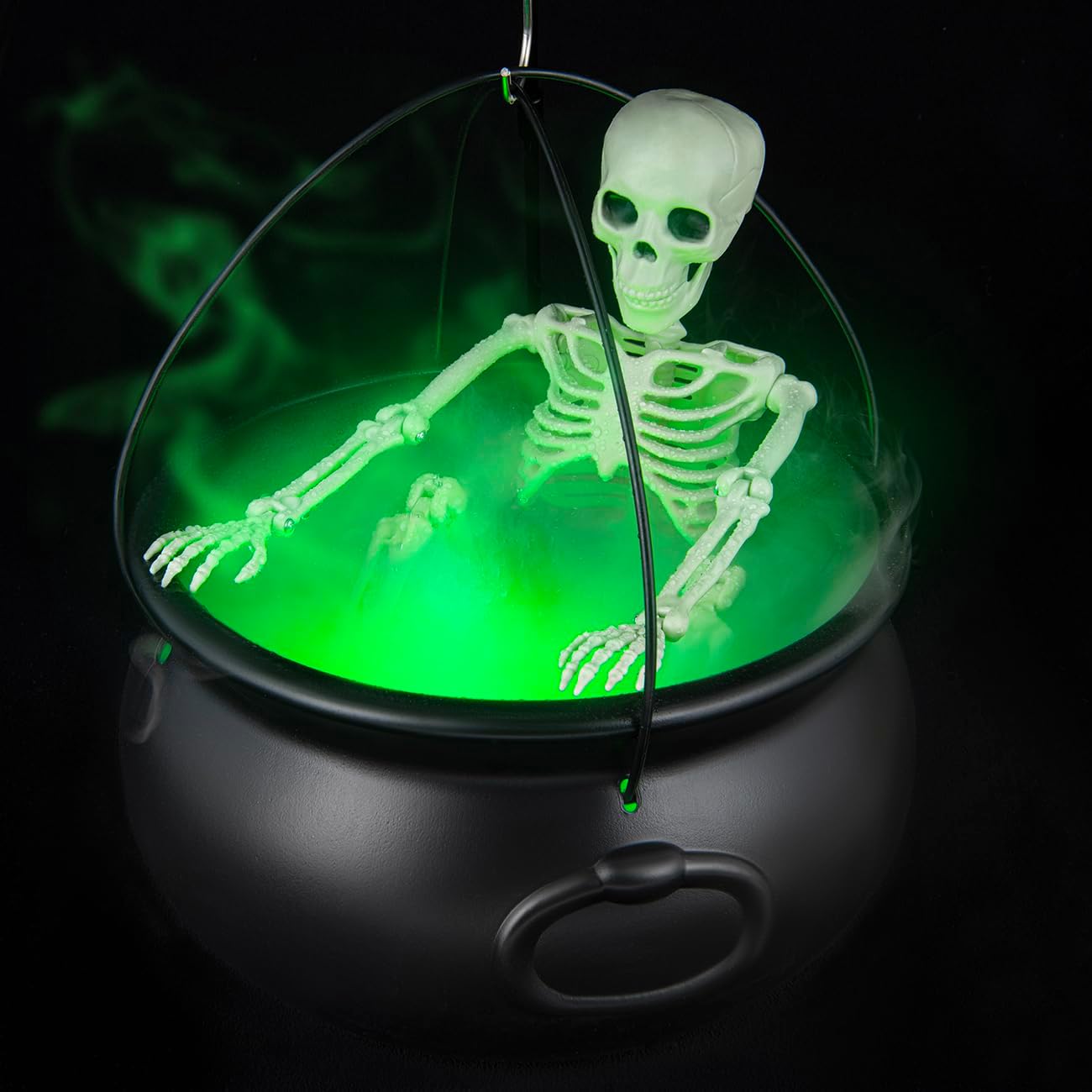 Halloween Decorations Outdoor - Large Witches Cauldron On Tripod With Cauldron Diffuserr And Big Skeleton - Black Plastic Cauldron Halloween Decor For Outside Yard Lawn Home Porch Door
