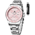 Olevs Womens Watch Classic Dress Number Female Watches For Ladies Analog Quartz Stainless Steel Waterproof Luminous Day Date Two Tone Easy To Read Wristwatch