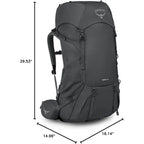 Osprey Rook 65L Men'S Backpacking Backpack, Dark Charcoal/Silver Lining