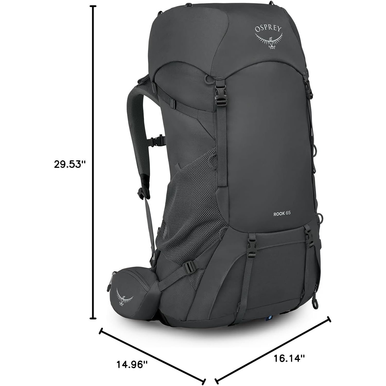 Osprey Rook 65L Men'S Backpacking Backpack, Dark Charcoal/Silver Lining