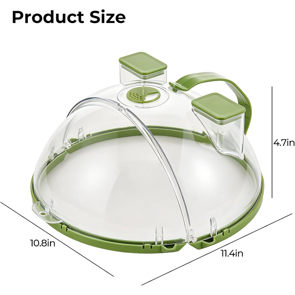 Uforu Microwave Splatter Cover With Water Steamer,Upgraded Foldable 10 Inch Microwave Cover For Food,Clear Plastic Plate Cover With Handle,Space-Saving Splatter Guard For Microwave