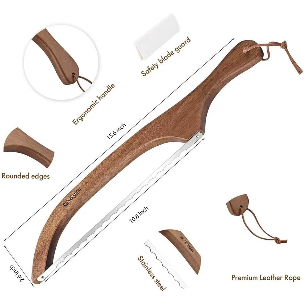 RAPSAKEMOH Bread Knife for Homemade Bread sourdough,Bread slicer for Homemade Bread, Sourdough bread knife, Baguettes and More Cuts Thin,Bow Design Easy to Cutting Even Slices