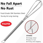 Walfos Mini Whisks Stainless Steel, Small Whisk 2 Pieces, 5In And 7In Tiny Whisk For Whisking, Beating, Blending Ingredients, Mixing Sauces