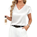 Women'S Silk Blouses Dressy Casual Short Sleeve V Neck Satin Tops Business Casual Work Shirts 2026