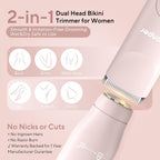 Bikini Trimmer for Women, 2 in 1 Electric Razors for Shower&Travel, IPX7 Waterproof Pubic Hair Remover for Underarm, Legs & Bikini Area, Painless Razor,Hypoallergenic Foil & Ceramic Blades
