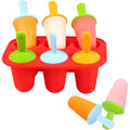 Miaowoof Silicone Popsicles Molds For Toddlers, 6-Cavity Non-Bpa Premium Silicone Small Popsicle Molds, Ice Pop Mold With 6 Colorful Reusable Sticks For Kids (Red)
