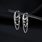 Reffeer Solid 925 Sterling Silver Chain Drop Earrings Hoop for Women Teens Hoop Earrings Tassel Chain Huggie Dangle Earrings