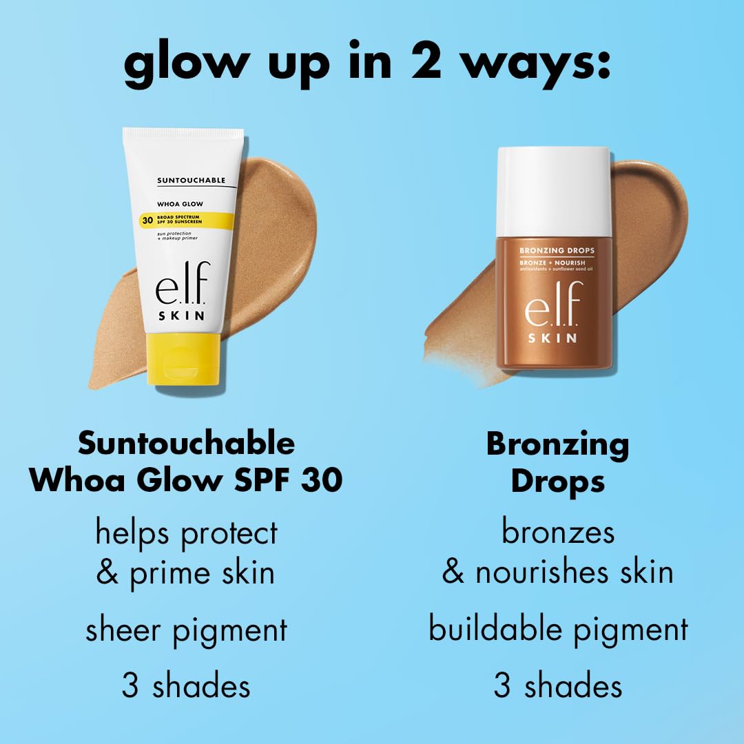 E.L.F. Skin Bronzing Drops, Liquid Face Tinted Serum With Vitamin E & Sunflower Oil, Shimmer Finish, Vegan & Cruelty-Free, Rose Gold