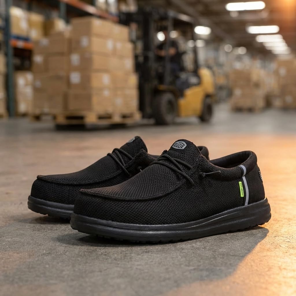 Heydude Men'S Wally Work Ct | Metal-Free Composite Toe | Water-Repellent, Slip-Resistant Work Shoes | All-Day Comfort