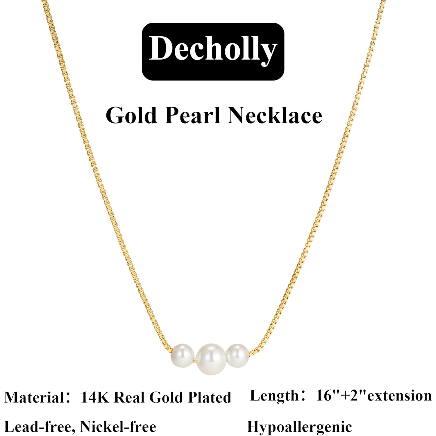 Mothers Day Gifts - 14K Gold Plated Pearl Necklaces for Women Trendy Dainty Necklace Simple Layered Gold Pearl Necklace for Women Mothers Day Wedding Birthday Gifts