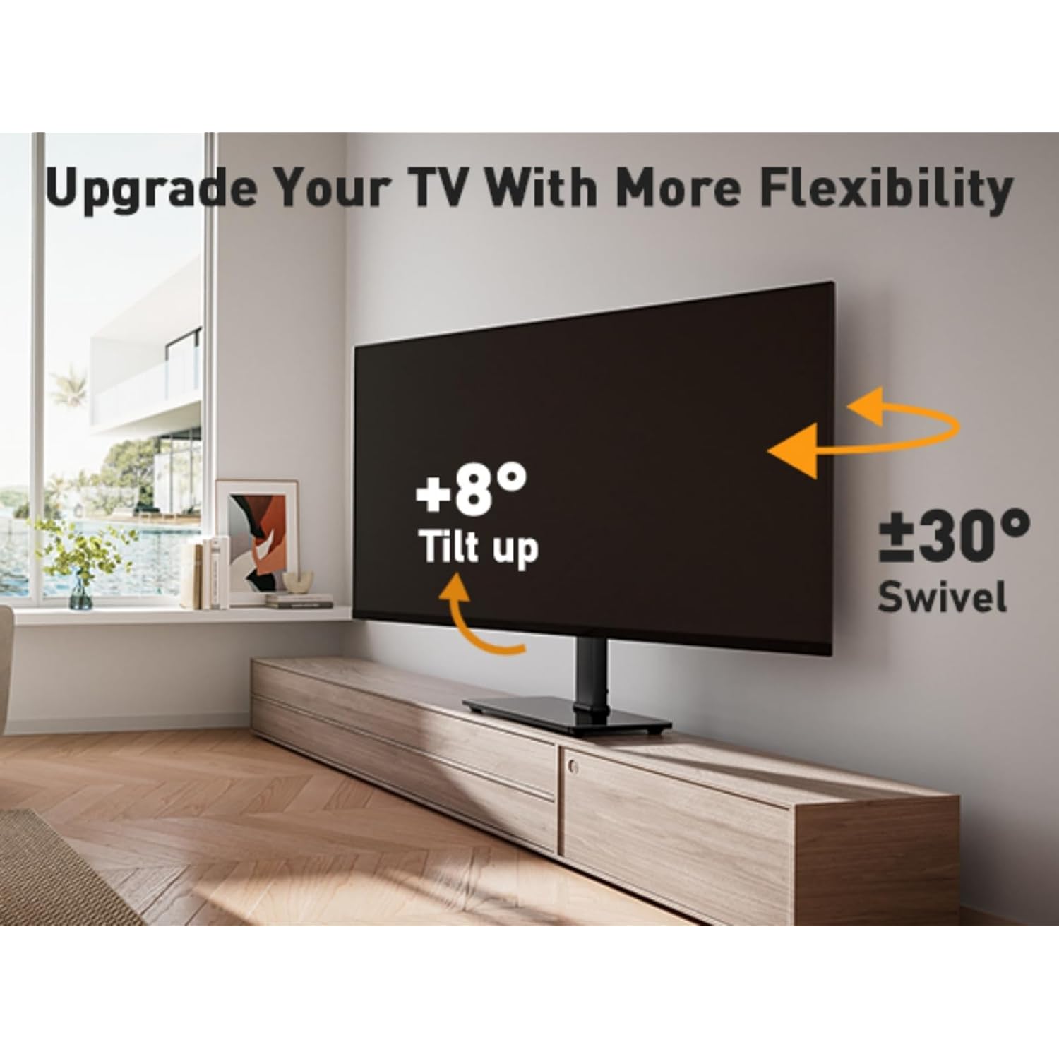 Perlegear Universal Swivel TV Stand Base for 32–70 inch TVs, Height Adjustable Table Top TV Stand Mount with Tilt, Tempered Glass Base, Holds up to 88 lbs
