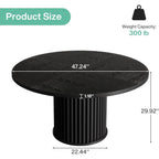 Tribesigns 47.24-Inch Black Round Dining Table For 4-6 People, Modern Fluted Mdf + Metal Base Kitchen Table, Sturdy Circle Dining Room Furniture, Black