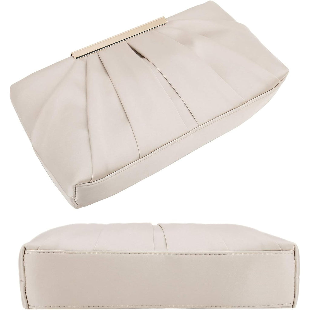 CHARMING TAILOR Clutch Evening Bag Elegant Pleated Satin Formal Handbag Simple Classy Purse for Women