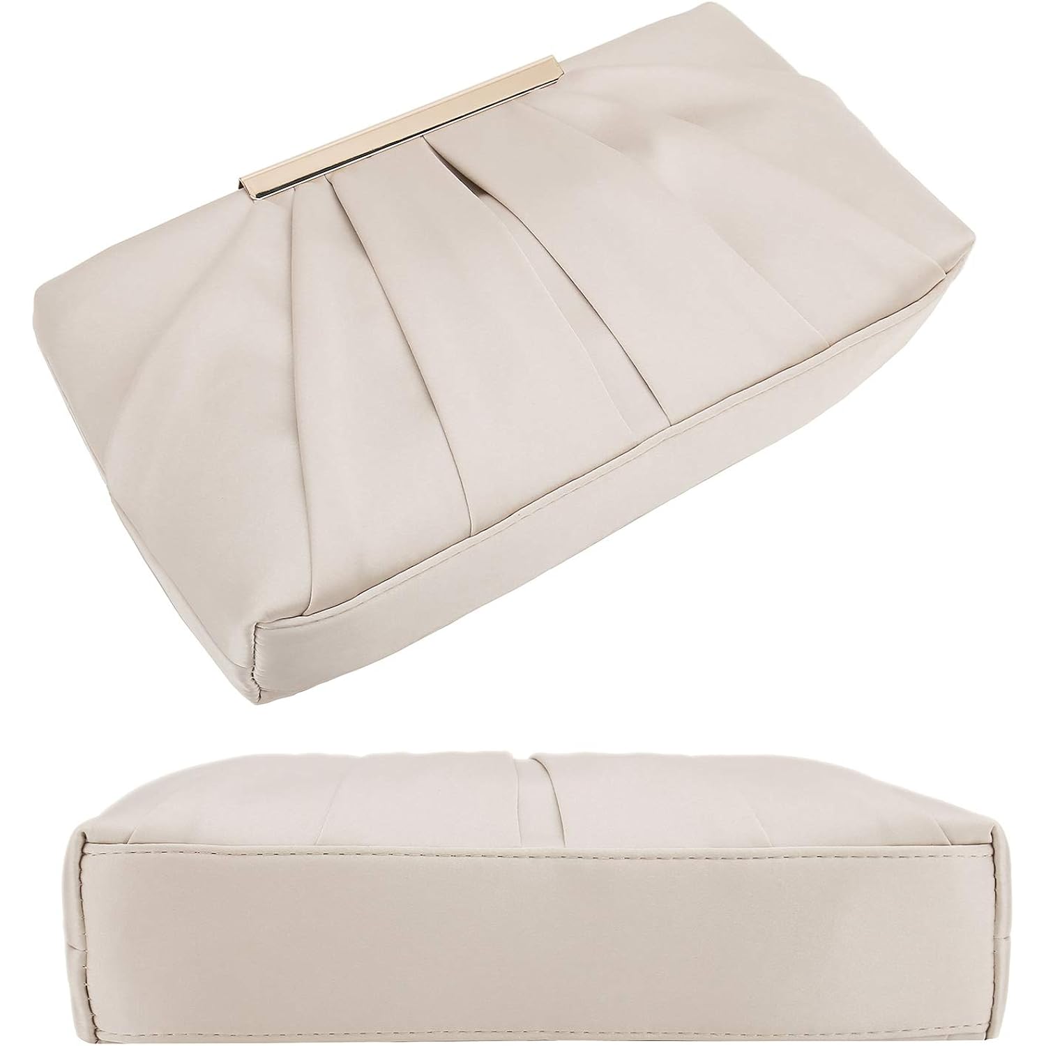 CHARMING TAILOR Clutch Evening Bag Elegant Pleated Satin Formal Handbag Simple Classy Purse for Women