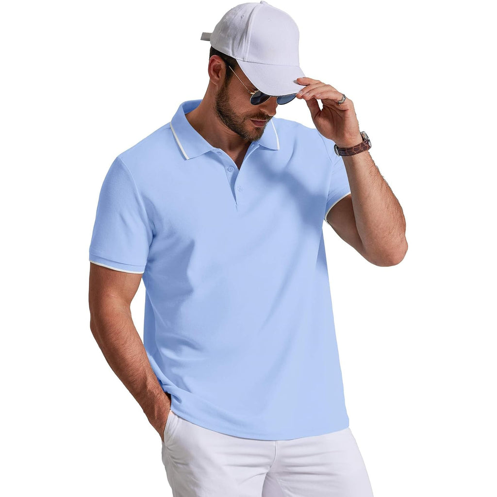 Coofandy Men'S Polo Shirts Classic Short Sleeve Polo T Shirts Cotton Pique Casual Summer Fashion Golf Shirt