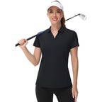 Women's V-Neck Polo Shirts UPF 50+ Short Sleeve Sun Protection Quick Dry Golf Polos Collared Shirt