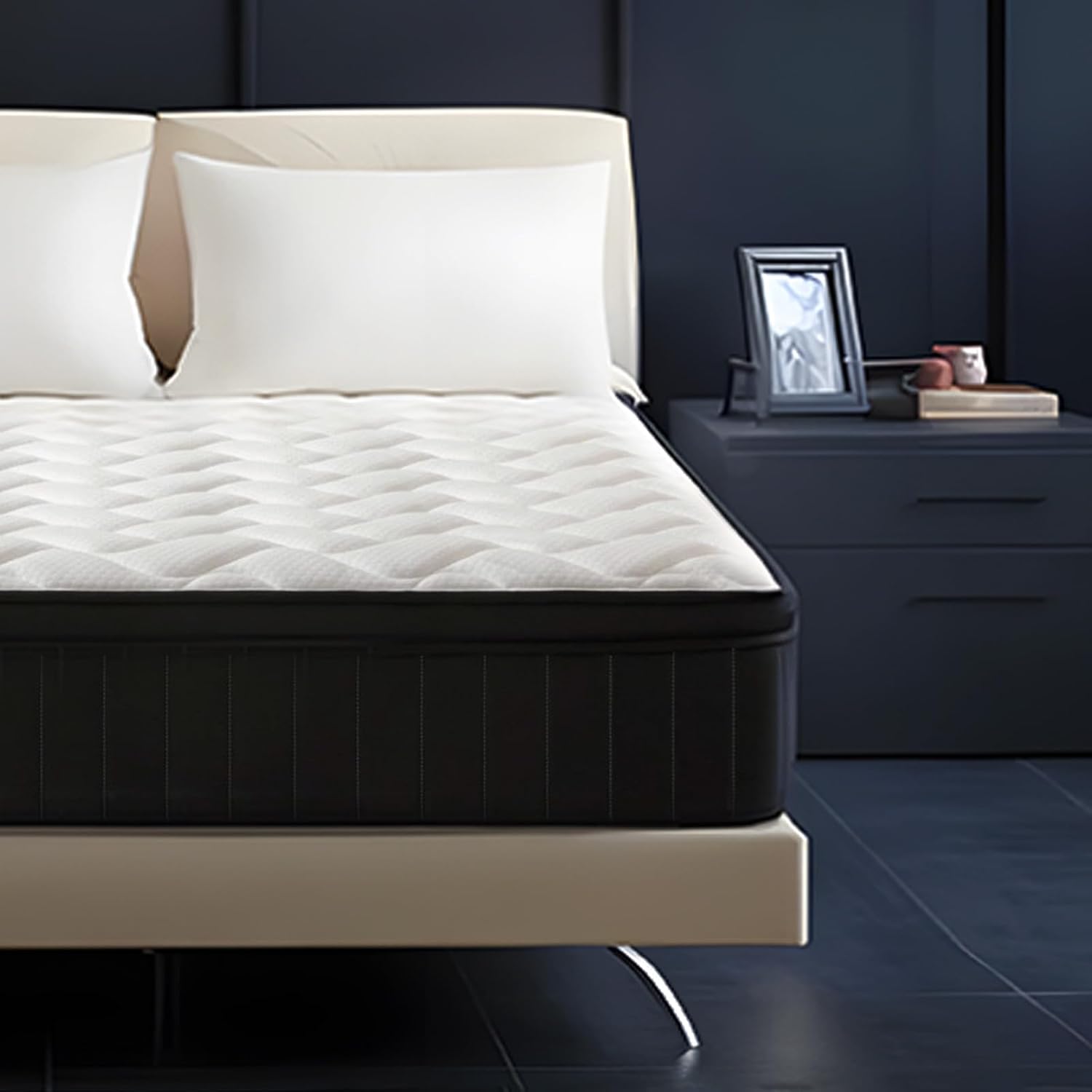 Moccona 12 Inch Queen Size Mattresses, Memory Foam Hybrid Mattress In A Box With Independent Spring, Soft And Comfortable, Pressure Relief, Certipur-Us Certified, Medium Firm