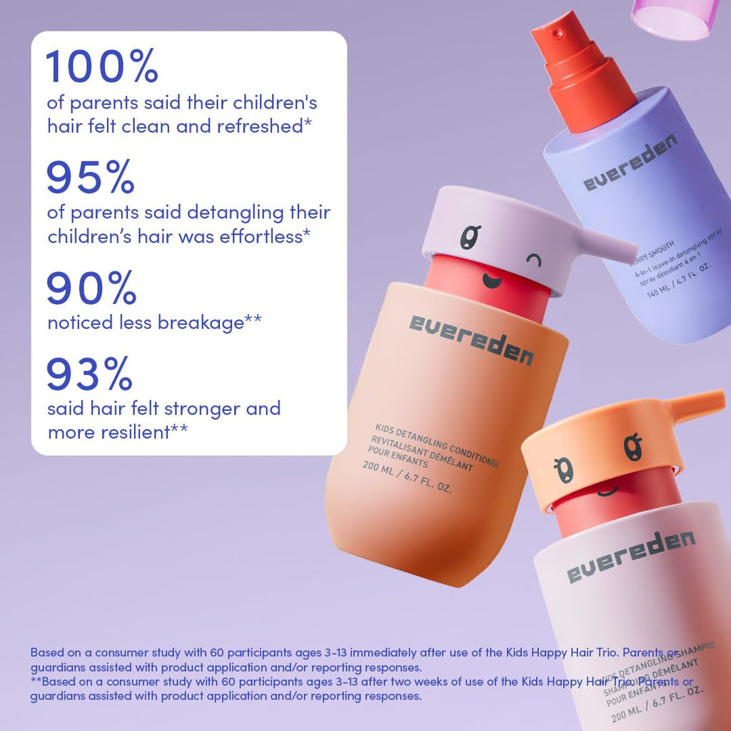 Evereden Kids Detangling Shampoo & Conditioner Set, Ages 3+ | Dermatologist-Tested, Gentle, No Silicones | With Plant Protein Peptides & Argan Oil | Vegan Children'S Haircare, Sulfate & Paraben-Free