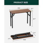 Small Folding Computer Desk – Portable 35.8 Inch Foldable Laptop Table, No-Assembly, Collapsible And Compact For Easy Storage, Lightweight For Small Spaces, Craft And Study Use, Dark Walnut