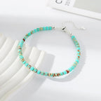 XIJIN Natural Stone Beaded Anklets for Women Handmade Beach Boho Turquoise Beads Ankle Bracelet Jewelry Gift for Her