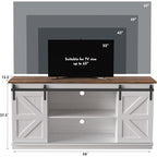Jummico Tv Stand For 65 Inch Tv, Entertainment Center With Storage Cabinets And Sliding Barn Doors, Mid Century Modern Media Tv Console Table For Living Room Bedroom (Bright White)