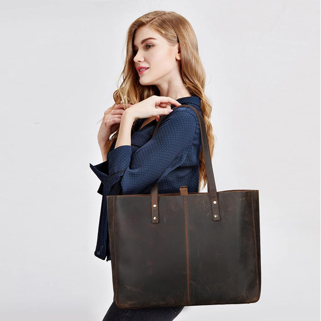 S-ZONE Genuine Leather Shoulder Tote Bag for Women Large Handbag Work Purse | Genuine Leather, Shoulder, Large, Work