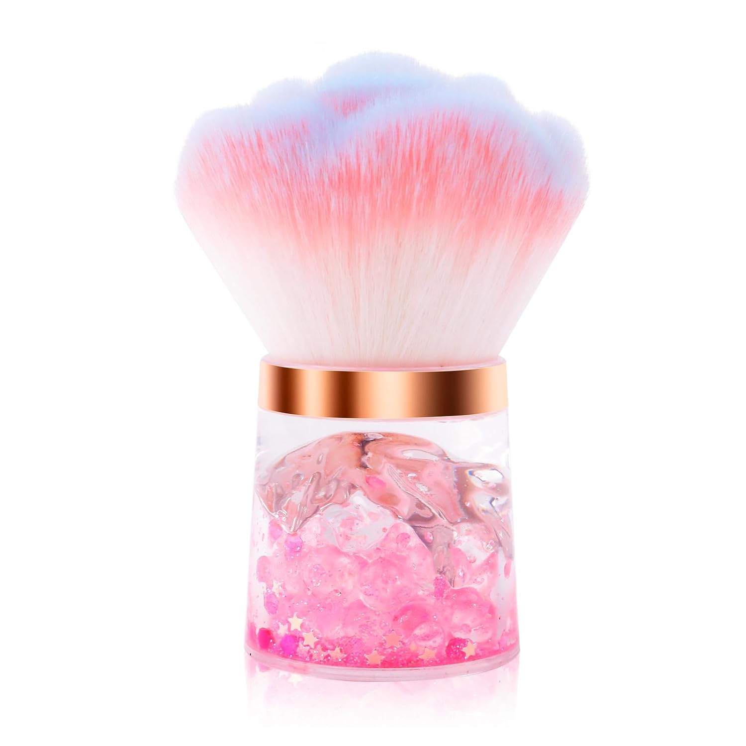 ANGNYA Nail Dust Brush, Rose Nail Art Dust Powder Remover Brush with Acrylic Handle Flower Design, Fluffy Dust Brush for Nails Soft Nail Duster Brush (Rose)